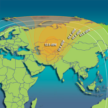 Карта зоны покрытия спутником Intelsat 904 60.0°E