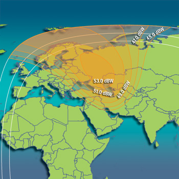Карта зоны покрытия спутником Intelsat 904 60.0°E